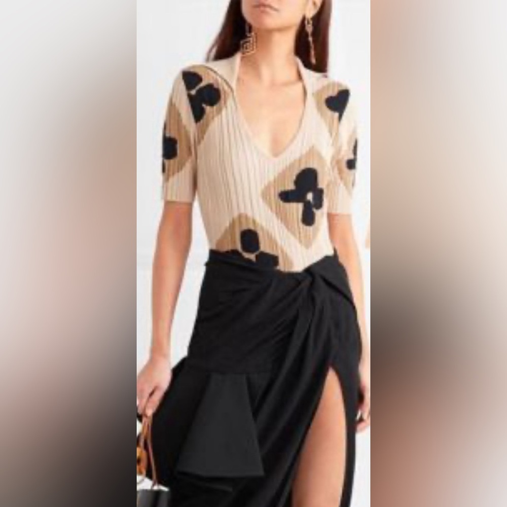 Jacquemus Rib Knit La Maille Henri Flower Print Bodysuit